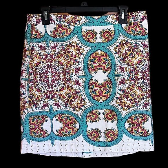 Lucy & Laurel Boho Linen Blend Flat Front Skirt with zipper back size 10 - Picture 1 of 10